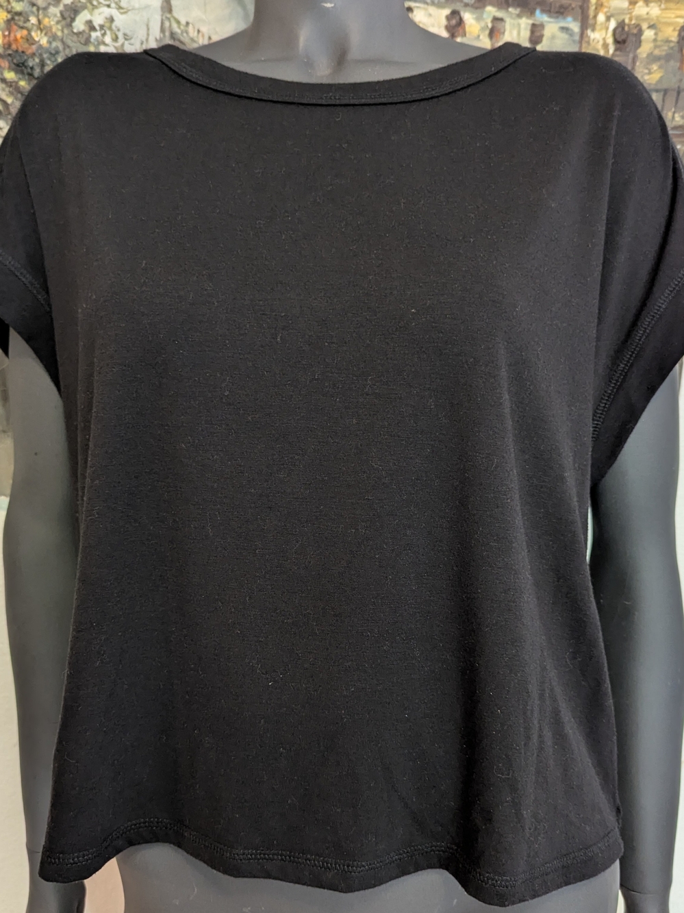 Women's Black Crop Tee — Minimal Boxy Top